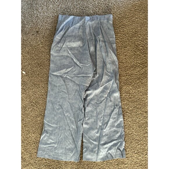 MARELLA Addetto Straight-fit Cropped Pants High Rise Linen-blend Blue Sz 8 R1 - Picture 3 of 8